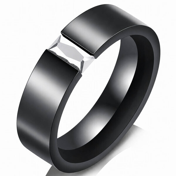 Men's Black PVD (TiCN) Stainless Steel Ring - Prime Code