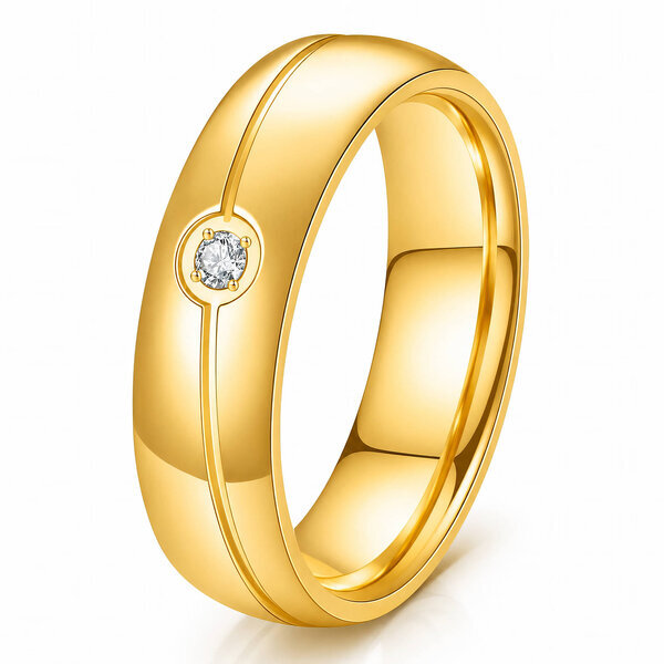 Men's PVD Gold-Plated Stainless Steel Ring - Prime Code