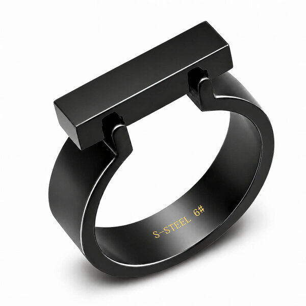Men's Black PVD (TiCN) Stainless Steel Ring - Prime Code