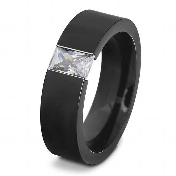 Black PVD (TiCN) Stainless Steel Finger Ring - Prime Code