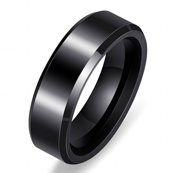 Black PVD (TiCN) Ceramic Finger Ring - Prime Code