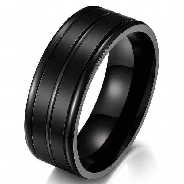 Men's Black PVD (TiCN) Stainless Steel Ring - Prime Code