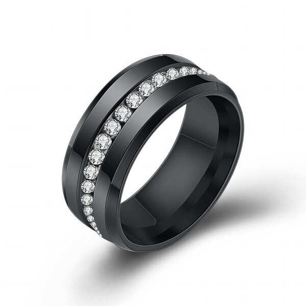 Black PVD (TiCN) Stainless Steel Finger Ring - Prime Code