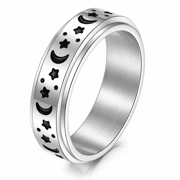 Men's "Crescents and Stars" Steel Ring - Prime Code