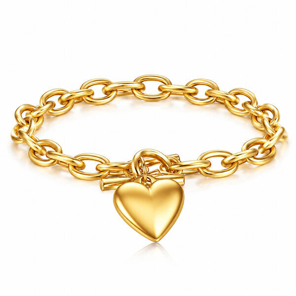 "Heart" Bracelet, 18K Gold Plated Steel