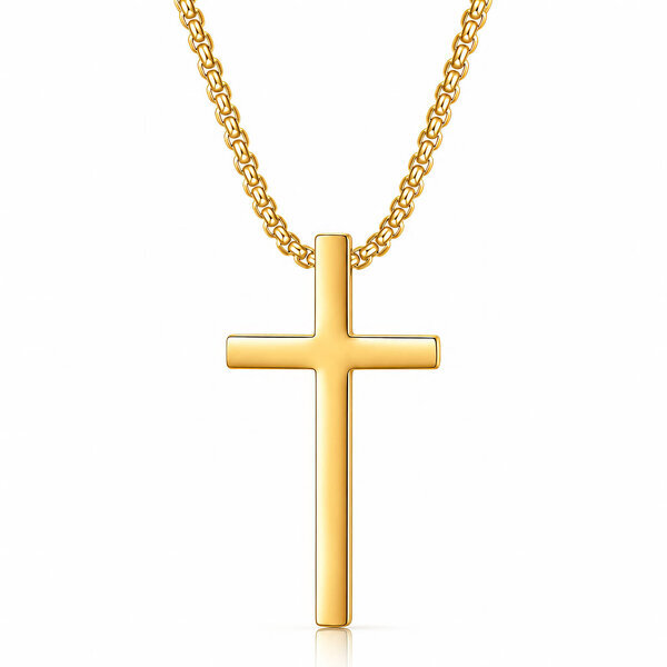 "Crosses" Necklace, 18K Gold Plated Steel