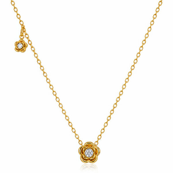"Flowers" PVD Gold-Plated Steel Necklace - Intensity