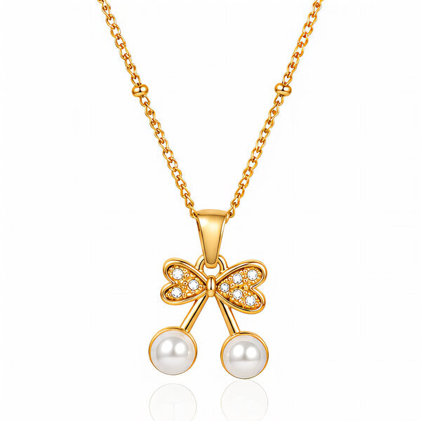 "Cherries" PVD Gold-Plated Steel Necklace - Intensity