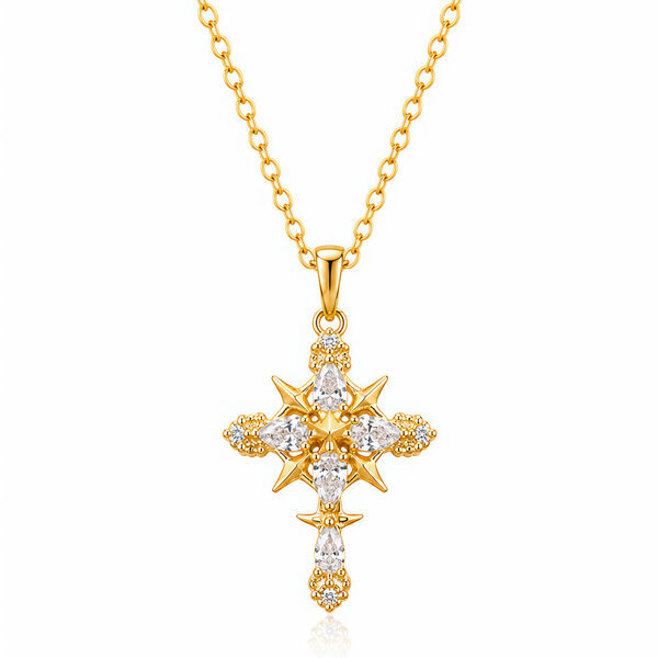 "Cross" PVD Gold-Plated Brass Necklace - Intensity