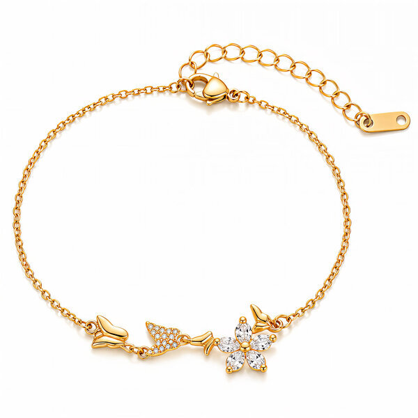 "Flower" PVD Gold-Plated Steel Bracelet - Intensity