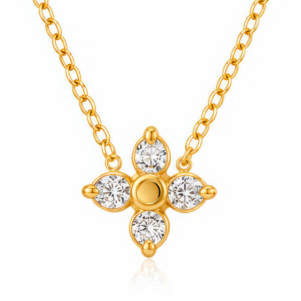"Flower" PVD Gold-Plated Stainless Steel Necklace - Intensity