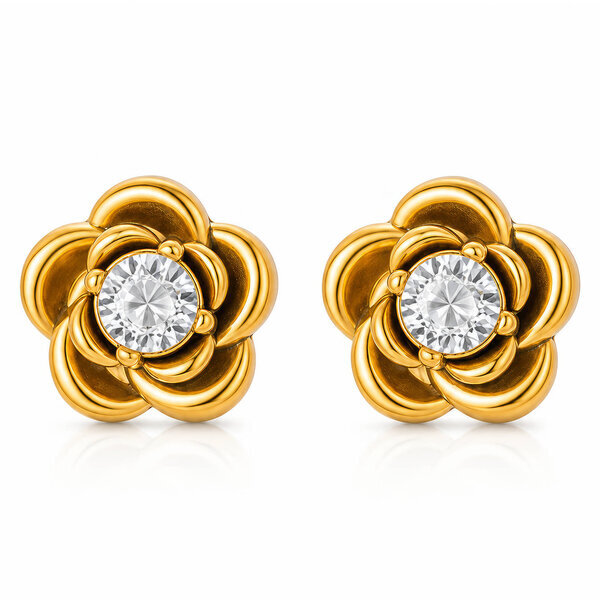 "Flowers" PVD Gold-Plated Steel Earrings - Intensity