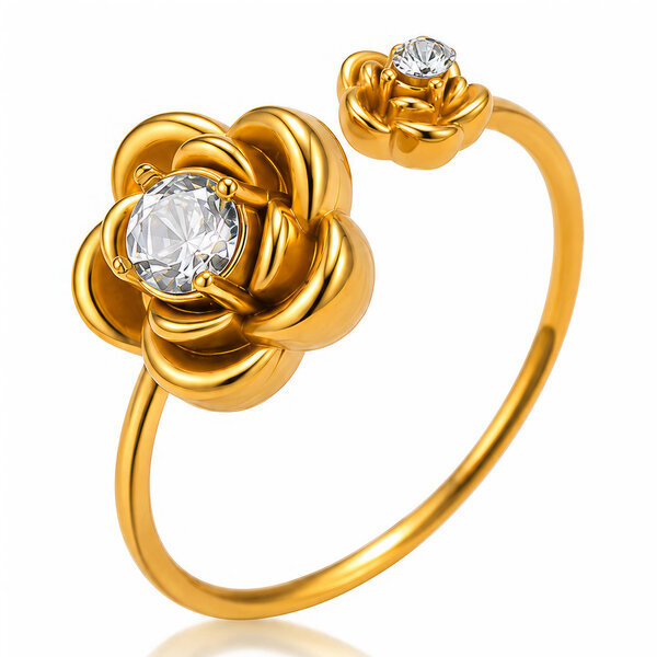 "Flowers" PVD Gold-Plated Stainless Steel Finger Ring - Intensity