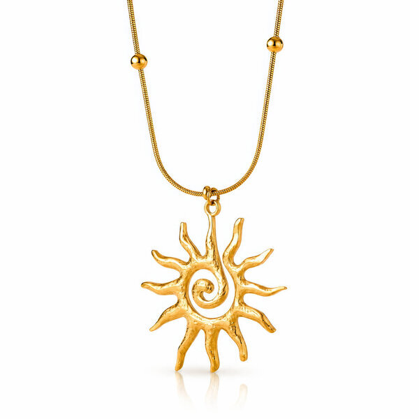 "Sun" PVD Gold-Plated Stainless Steel Necklace - Intensity