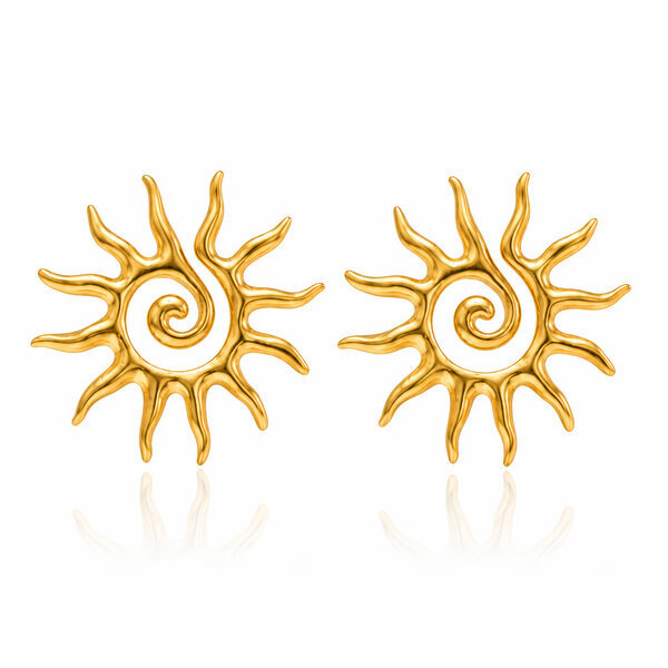"Sun" PVD Gold-Plated Stainless Steel Earrings - Intensity