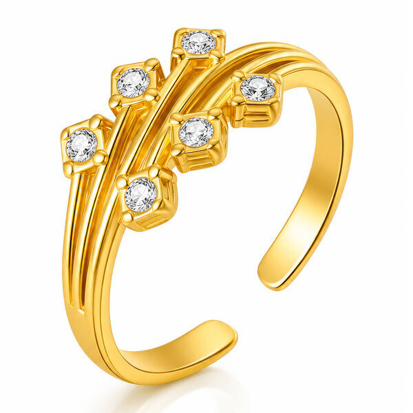 PVD Gold-Plated Stainless Steel Finger Ring - Intensity