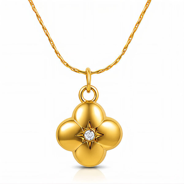 "Flower" PVD Gold-Plated Stainless Steel Necklace - Intensity