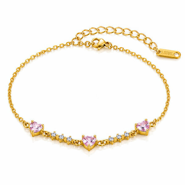 "Hearts" PVD Gold-Plated Stainless Steel Bracelet - Intensity