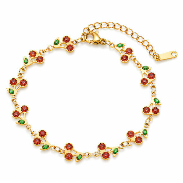 "Cherries" PVD Gold-Plated Stainless Steel Bracelet - Intensity
