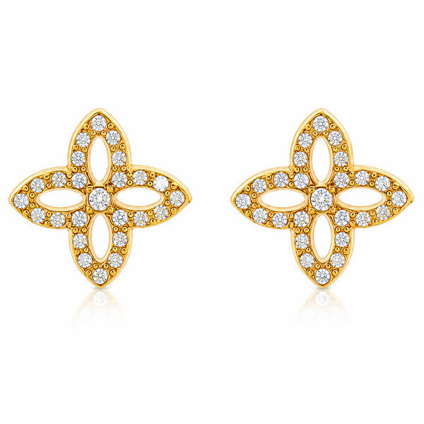 "Flowers" PVD Gold-Plated Steel Earrings - Intensity