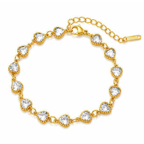 "Hearts" PVD Gold-Plated Steel Bracelet - Intensity