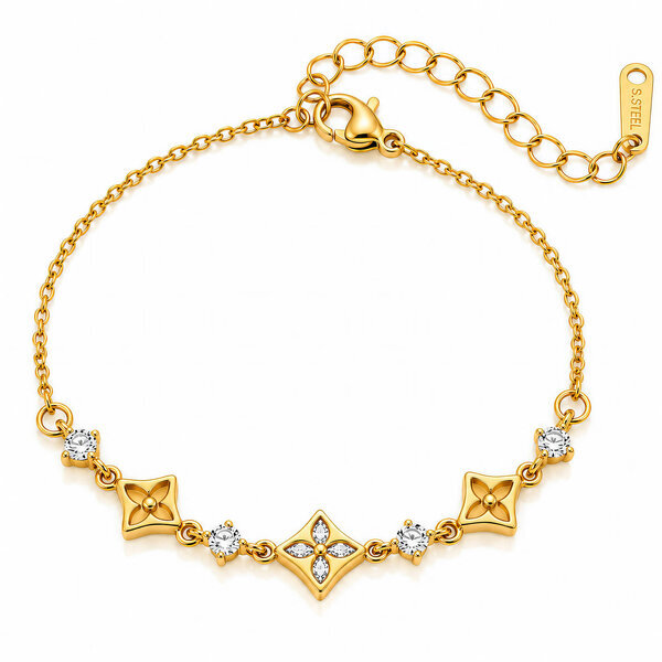 "Flower Meadow" PVD Gold-Plated Brass Bracelet - Intensity
