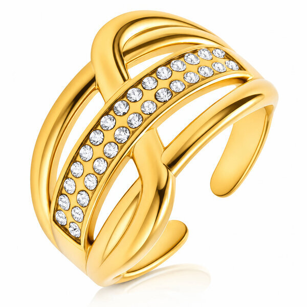 PVD Gold-Plated Stainless Steel Finger Ring - Intensity