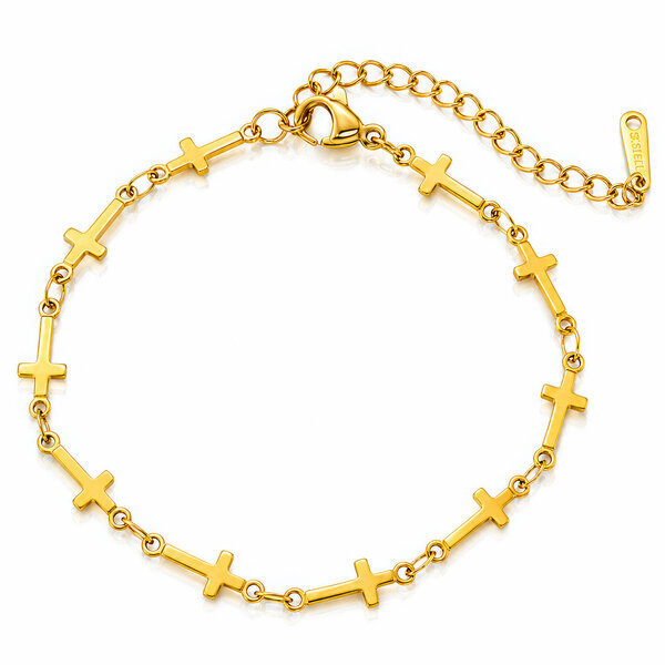 "Crosses" PVD Gold-Plated Steel Bracelet - Intensity