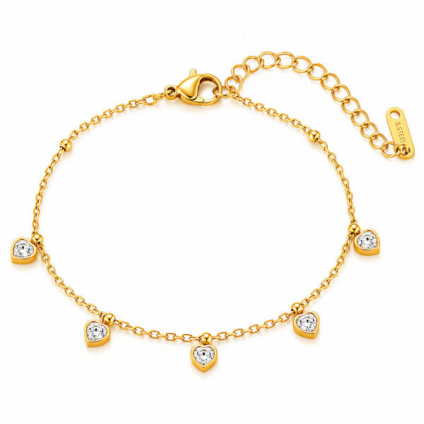 "Hearts" PVD Gold-Plated Steel Bracelet - Intensity