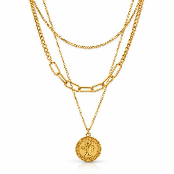 "Coin" PVD Gold-Plated Stainless Steel Necklace - Intensity