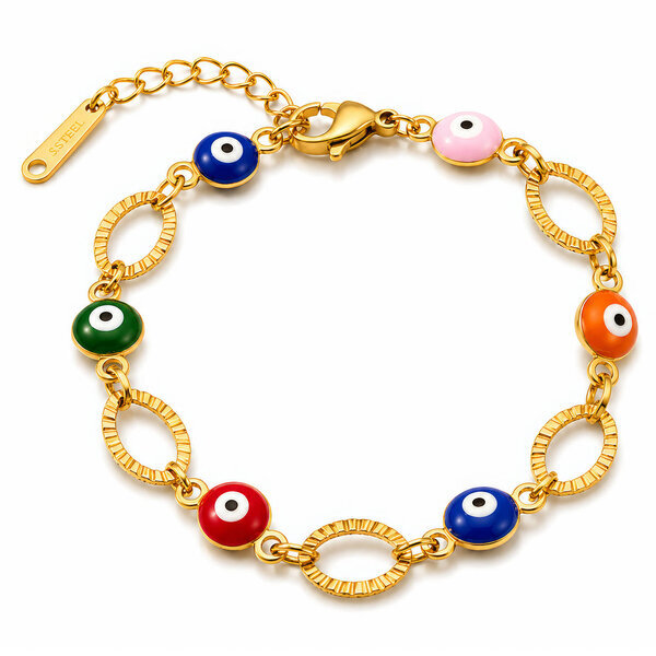 "Evil Eyes" PVD Gold-Plated Steel Bracelet - Intensity