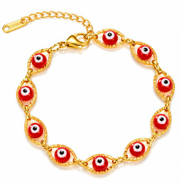 "Evil Eyes" PVD Gold-Plated Steel Bracelet - Intensity