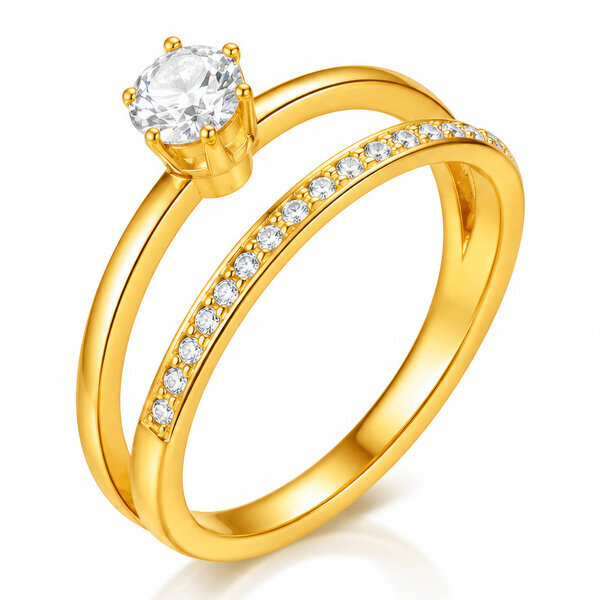 PVD Gold-Plated Stainless Steel Finger Ring - Intensity