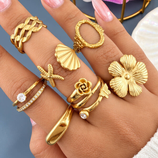 PVD Gold-Plated Stainless Steel Ring - Intensity