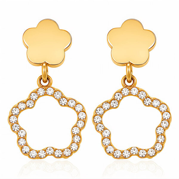 "Flower Meadow" PVD Gold-Plated Steel Earrings - Intensity