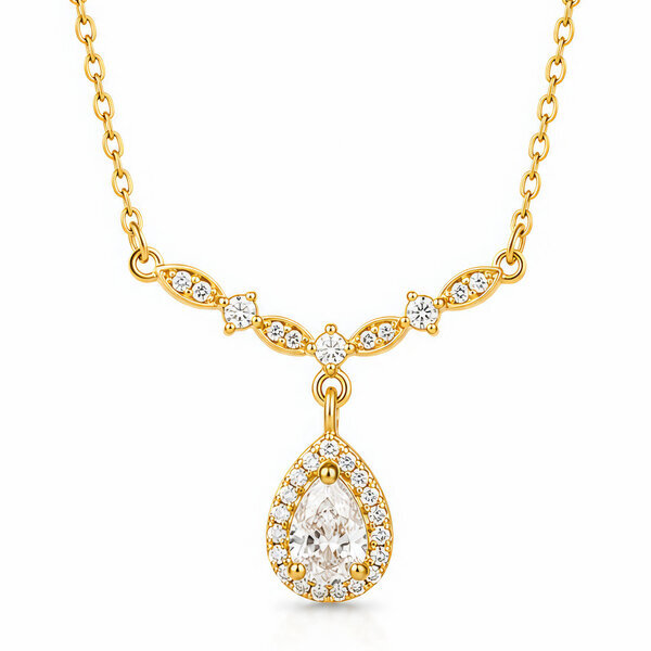 "Teardrop" PVD Gold-Plated Steel Necklace - Intensity