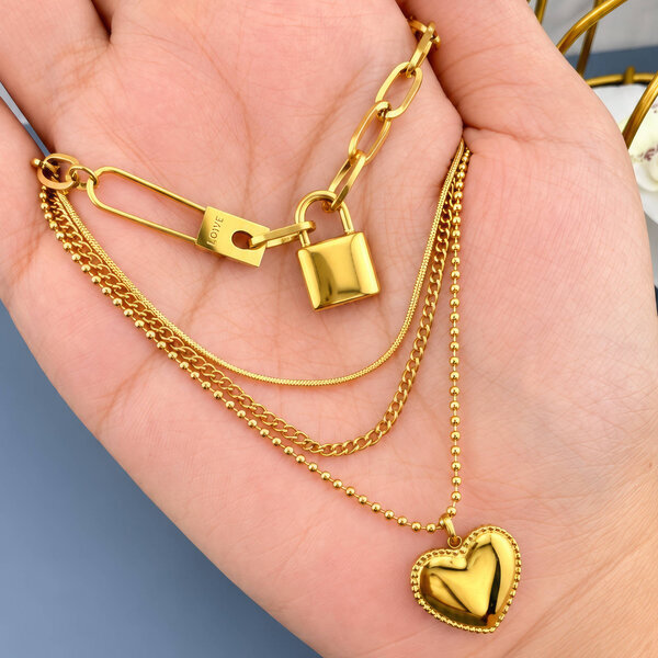 "Heart" PVD Gold-Plated Stainless Steel Necklace - Intensity