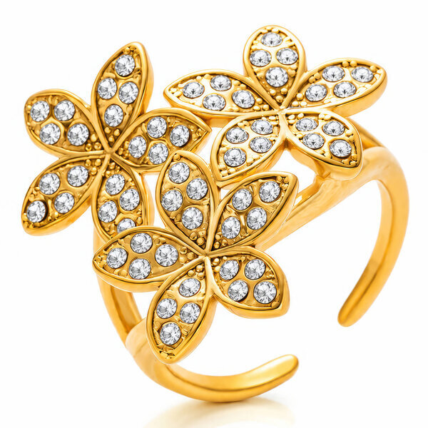 "Flower Meadow" PVD Gold-Plated Steel Ring - Intensity