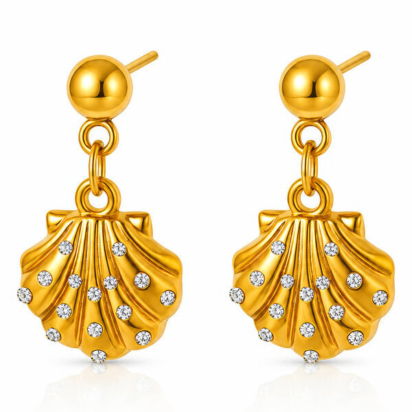 "Seashell" PVD Gold-Plated Steel Earrings - Intensity