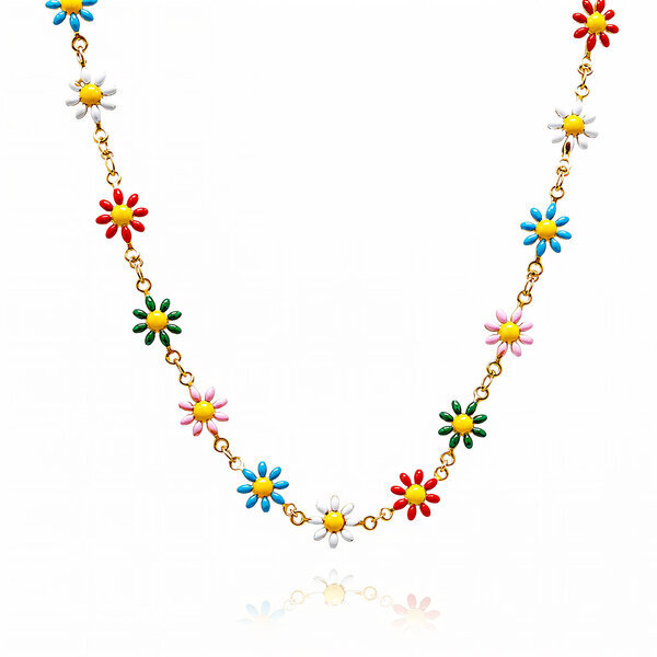 "Flower Meadow" PVD Gold-Plated Steel Necklace - Intensity