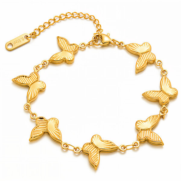 "Butterflies" PVD Gold-Plated Steel Bracelet - Intensity