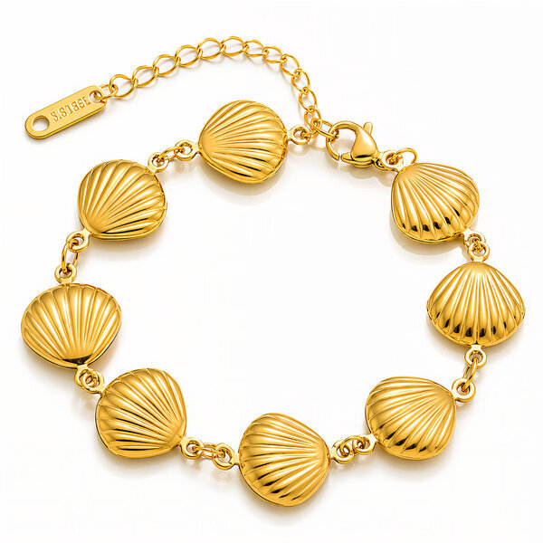 "Seashell" PVD Gold-Plated Steel Bracelet - Intensity