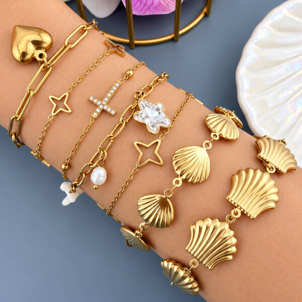 "Seashell" PVD Gold-Plated Steel Bracelet - Intensity