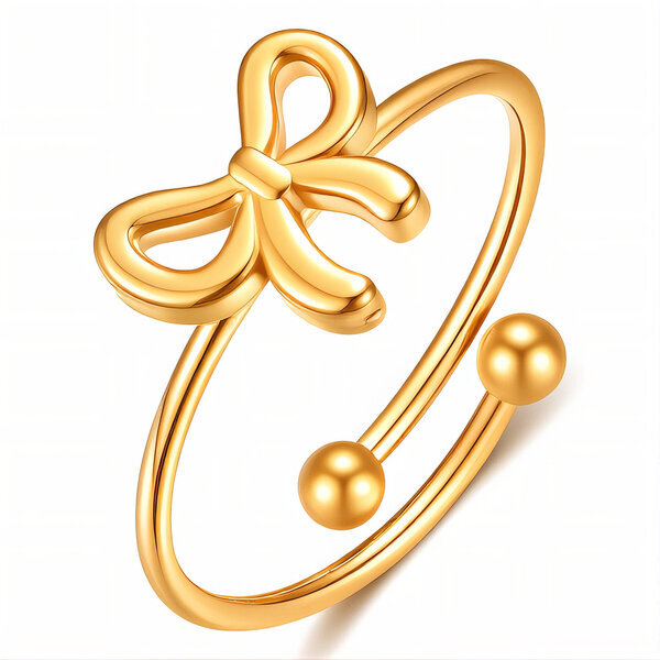 "Bow" PVD Gold-Plated Stainless Steel Finger Ring - Intensity
