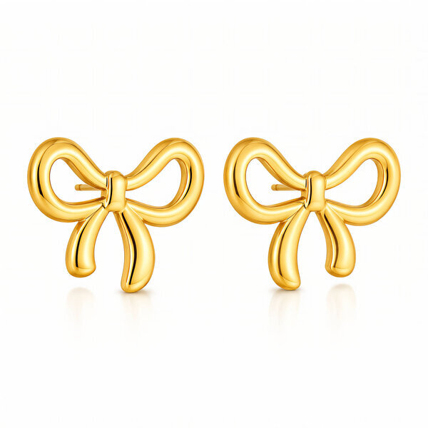 "Bows" PVD Gold-Plated Stainless Steel Earrings - Intensity