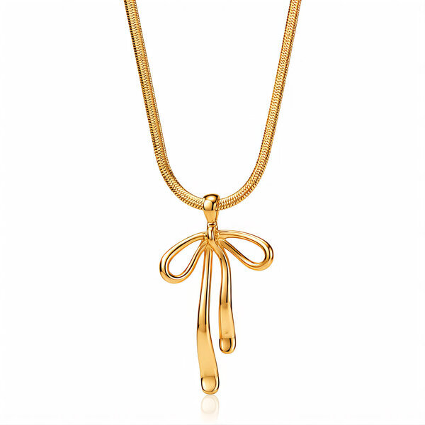 "Bow" PVD Gold-Plated Stainless Steel Necklace - Intensity