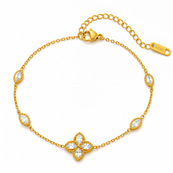 "Flower" PVD Gold-Plated Steel Bracelet - Intensity