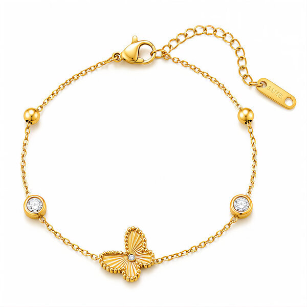 "Butterfly" PVD Gold-Plated Steel Bracelet - Intensity