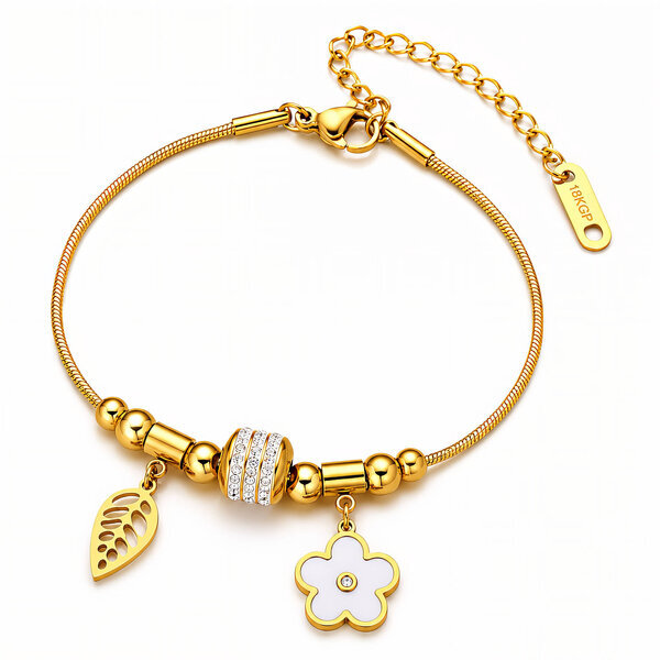 "Flower" PVD Gold-Plated Steel Bracelet - Intensity