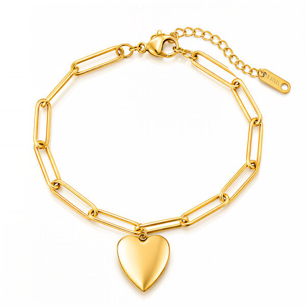 "Heart" PVD Gold-Plated Stainless Steel Bracelet - Intensity